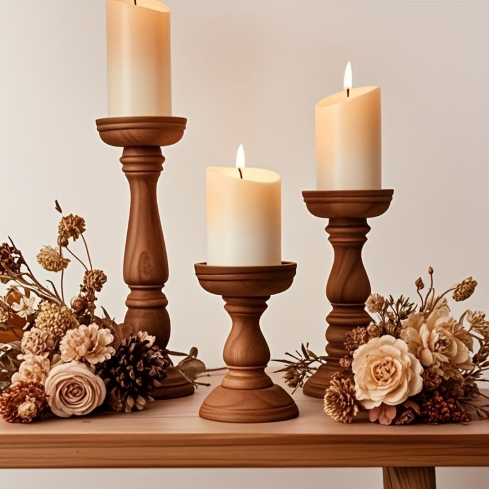 Candle Zero - Portacandele Vintage in Legno, Set da